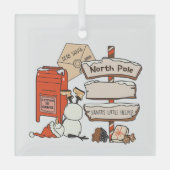 サンタズパーソナライズされたリトルヘルパー ガラスオーナメント (正面)