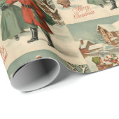 サンタズビジットヴィンテージクリスマスイラストレーション ラッピングペーパー (ロールコーナー)