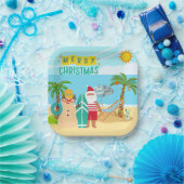 サンタズビーチクリスマス ペーパープレート (パーティー)