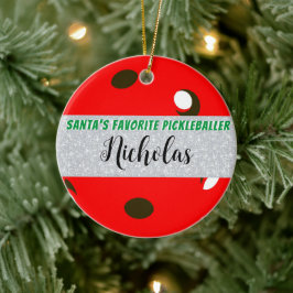 サンタズピックレお気に入りのバーラーレッドピックボール セラミックオーナメント
