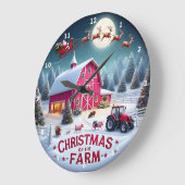 サンタズファームハウスクリスマス素朴ホリデーウォール ラージ壁時計 (傾斜)