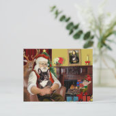 サンタズブリンドルブルドフランスのッグ シーズンポストカード (スタンド正面)