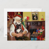 サンタズブリンドルブルドフランスのッグ シーズンポストカード (正面/裏面)