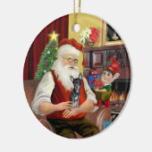 サンタズブルーとタンチワワ(T) セラミックオーナメント (左)