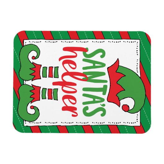 サンタズヘルパーカワイートカートマンガ小妖精や小人スケッチかわいい小妖精や小人 マグネット (横)