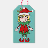 サンタズヘルパーガールクリスマス小妖精や小人 ギフトタグ (正面)