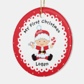 サンタズヘルパーベビーの初めてのクリスマス セラミックオーナメント (左)