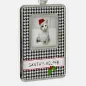 サンタズヘルパーホリデーペットフォトホリーフェスティバル シルバープレートフレームオーナメント (右)