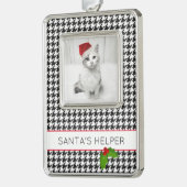 サンタズヘルパーホリデーペットフォトホリーフェスティバル シルバープレートフレームオーナメント (左)