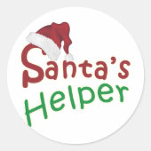 サンタズヘルパーレッドハットタイポグラフィクリスマス ラウンドシール (正面)