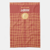 サンタズヘルパーレッド&アプリコットクリスマスキッチントウ キッチンタオル (縦)