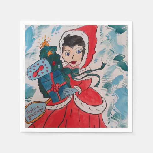 サンタズヘルパー紙 スタンダードカクテルナプキン (正面)