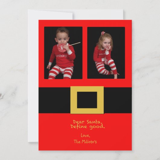 サンタズベルト2枚のフォトクリスマスカード シーズンカード (正面)