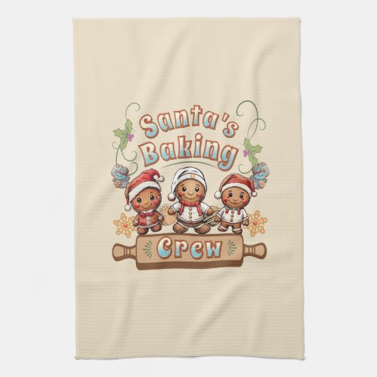 サンタズベーキングクルーChristmas Cookie キッチンタオル (縦)