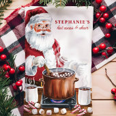 サンタズホットココア&応援パーソナライズされたクリスマス キッチンタオル
