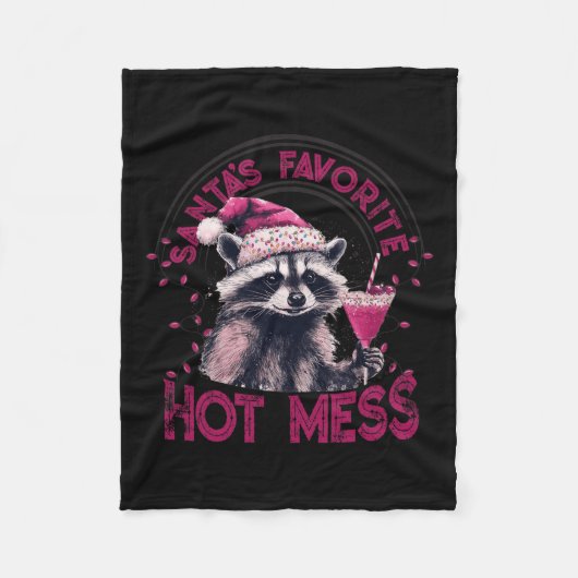 サンタズホットメッお気に入りのシュのクリスマスラクおもしろいーン フリースブランケット (正面)
