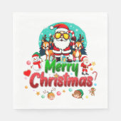 サンタズホリデービベス – フェスティバルとおもしろい スタンダードランチョンナプキン (正面)