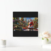 サンタズマジカルタイムピース – フェスティバルホリデークロック スクエア壁時計 (ホーム)