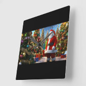 サンタズマジカルタイムピース – フェスティバルホリデークロック スクエア壁時計 (傾斜)