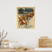 サンタズミッドナイトライドヴィンテージアートポスター ポスター (キッチン)