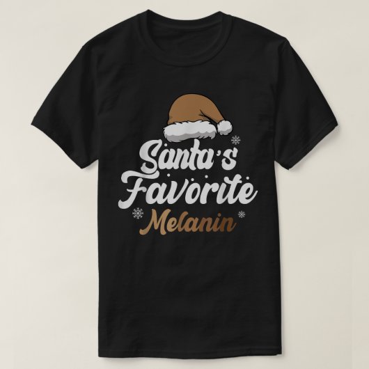 サンタズメラニンお気に入りのアフリカンアメリカンクリスティマ Tシャツ (デザイン正面)