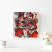 サンタズラップ スクエア壁時計 (ホーム)