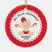 サンタズリトルスウィーティベビーの初めてのクリスマス セラミックオーナメント (正面)