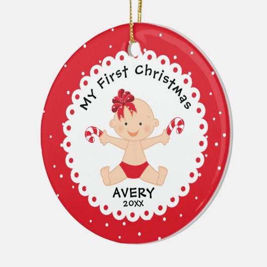 サンタズリトルスウィーティベビーの初めてのクリスマス セラミックオーナメント (左)