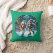 サンタズリトルヘルパーは氷のスケートで滑る屋内 クッション (ブランケット)