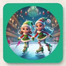 サンタズリトルヘルパーは氷のスケートで滑る屋内