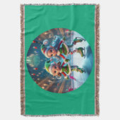 サンタズリトルヘルパーは氷のスケートで滑る屋内 スローブランケット (正面縦)