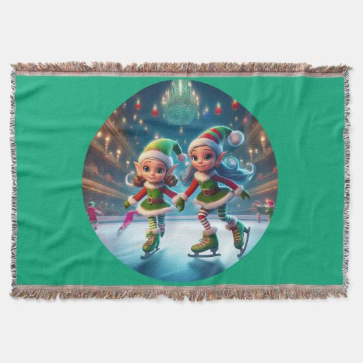 サンタズリトルヘルパーは氷のスケートで滑る屋内 スローブランケット (正面)