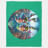 サンタズリトルヘルパーは氷のスケートで滑る屋内 フリースブランケット (正面)