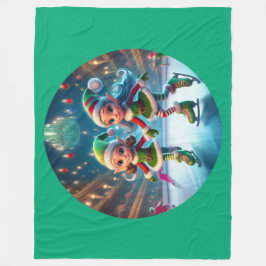 サンタズリトルヘルパーは氷のスケートで滑る屋内 フリースブランケット