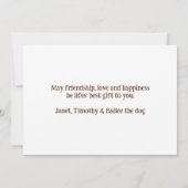 サンタズリトルヘルパーカスタムペット写真クリスマス シーズンカード (裏面)