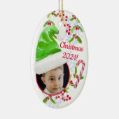 サンタズリトルヘルパー小妖精や小人ハットフォトクリスマスクリスマス セラミックオーナメント (右)