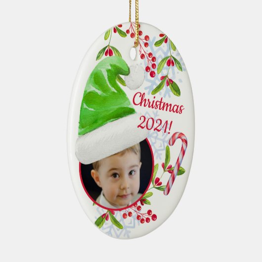 サンタズリトルヘルパー小妖精や小人ハットフォトクリスマスクリスマス セラミックオーナメント (右)