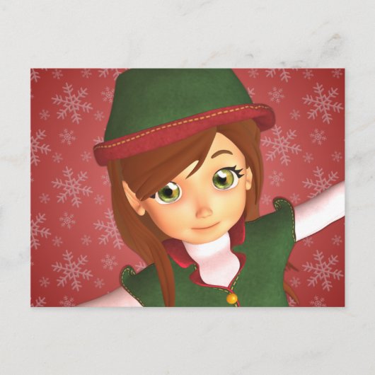サンタズリトル小妖精や小人ホリデーハガキ シーズンポストカード (正面)