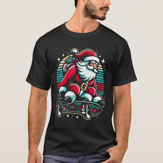 サンタズレトロスケートボードライド Tシャツ (正面)