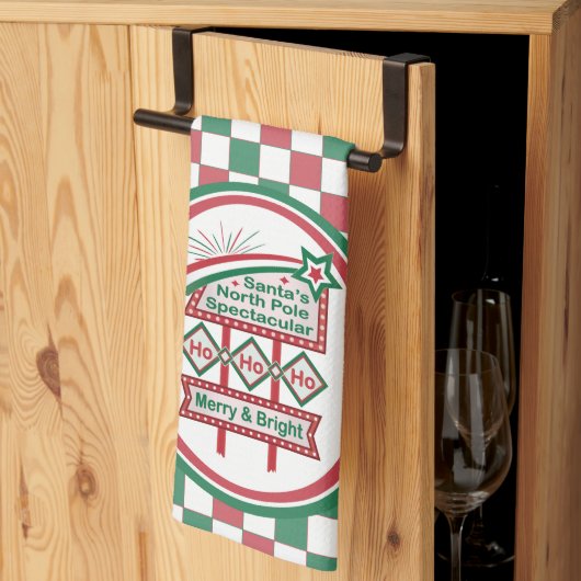 サンタズレトロマーキー – ホホホホメリー&ブライト キッチンタオル (三つ折り)