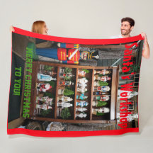 サンタズワークショップくるみ割りフリースブランケット