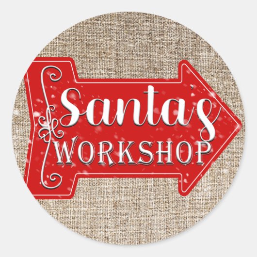 サンタズワークショップアロー素朴クリスマスホリデー ラウンドシール (正面)