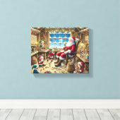 サンタズワークショップクリスマスウォールアート | コジ素朴ー キャンバスプリント (インサイチュ (ウッドフロア))