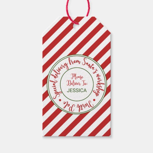 サンタズワークショップクリスマスネームギフトラベル ギフトタグ (正面)