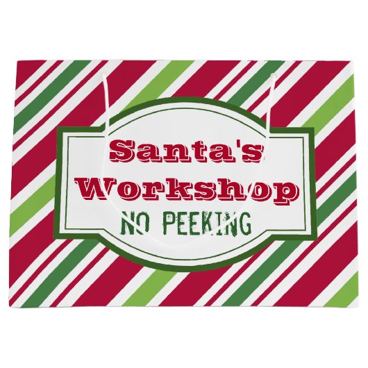 サンタズワークショップクリスマスノーピーキング抱き枕 ラージペーパーバッグ (正面)