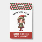 サンタズワークショップクリスマスパーティー名タグ バッジ (表面)