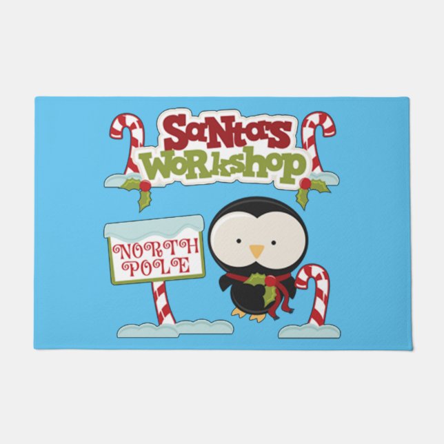 サンタズワークショップペンギン ドアマット (正面)