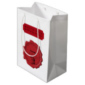 サンタズワークショップ名前をカスタムするクリスマススタンプ ミディアムペーパーバッグ (裏面アングル)