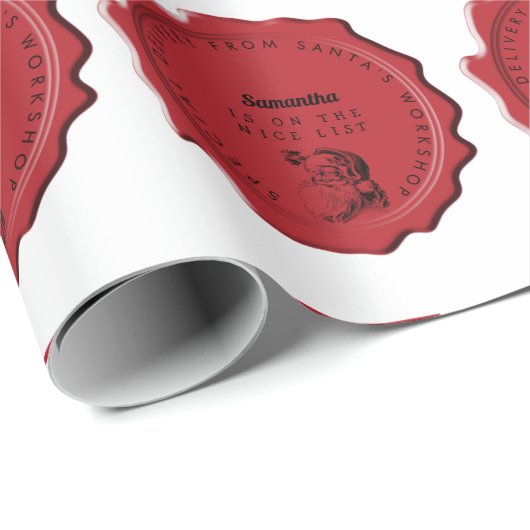 サンタズワークショップ名前をカスタムするクリスマススタンプ ラッピングペーパー (ロールコーナー)