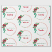 サンタズワークショップ名前をカスタムするクリスマス ラッピングペーパー (フラット)